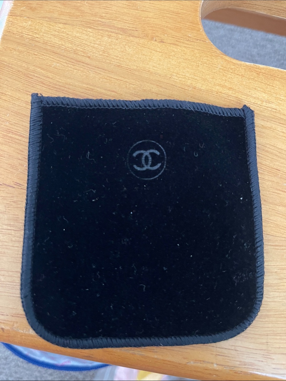CHANEL Black Velvet Logo pouch